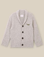 Shawl Neck Knit Cardigan, Camel (OATMEAL), large