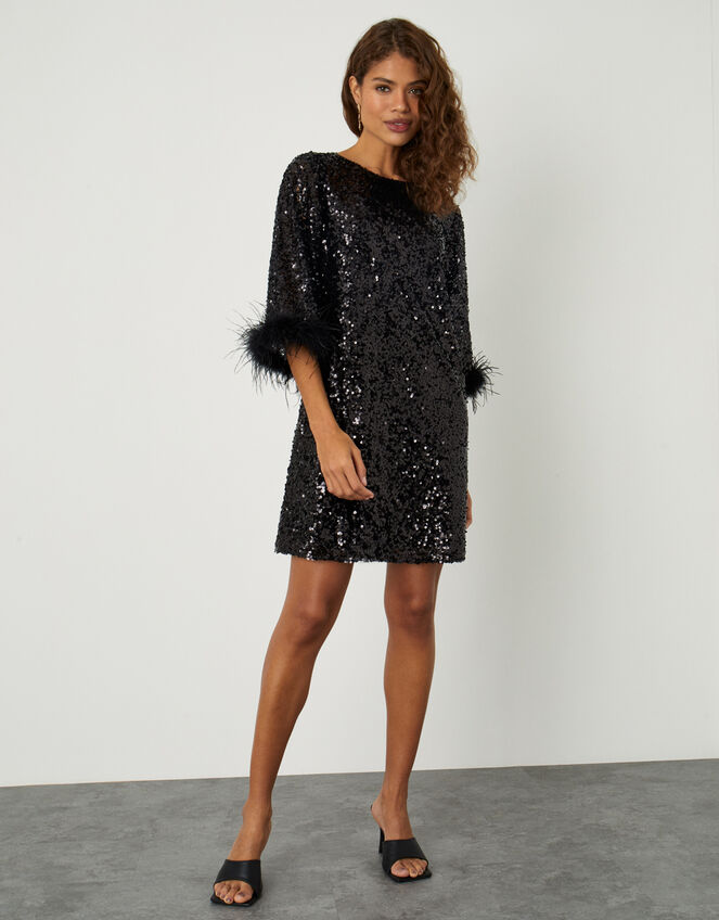 Fie Feather Sequin Tunic Dress Black | Day Dresses | Monsoon UK.