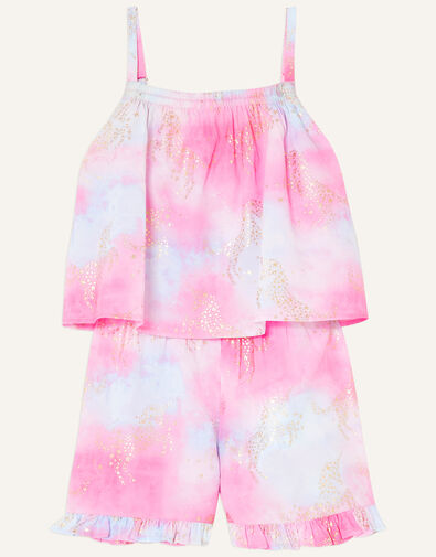 Unicorn Tie Dye Playsuit  in Recycled Polyester Pink, Pink (PINK), large
