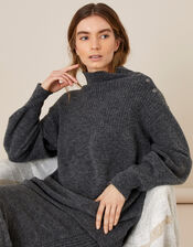 LOUNGE High Neck Knit Jumper , Grey (CHARCOAL), large
