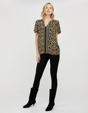 Camillia Printed Blouse in Sustainable Viscose, Black (BLACK), large