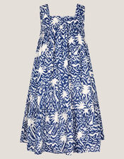 Palm Print Ikat Sundress, Blue (BLUE), large