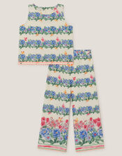Clara Floral Print Top & Trouser Set, Ivory (IVORY), large