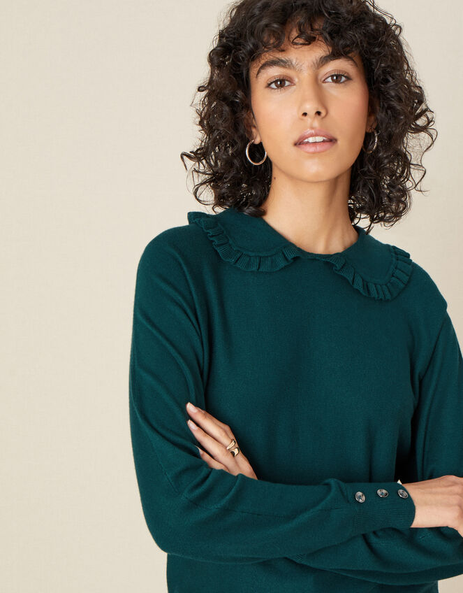 Ruffle Collar Jumper , Teal (TEAL), large