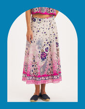 Antik Batik Amia Floral Midi Wrap Skirt, Pink (PINK), large