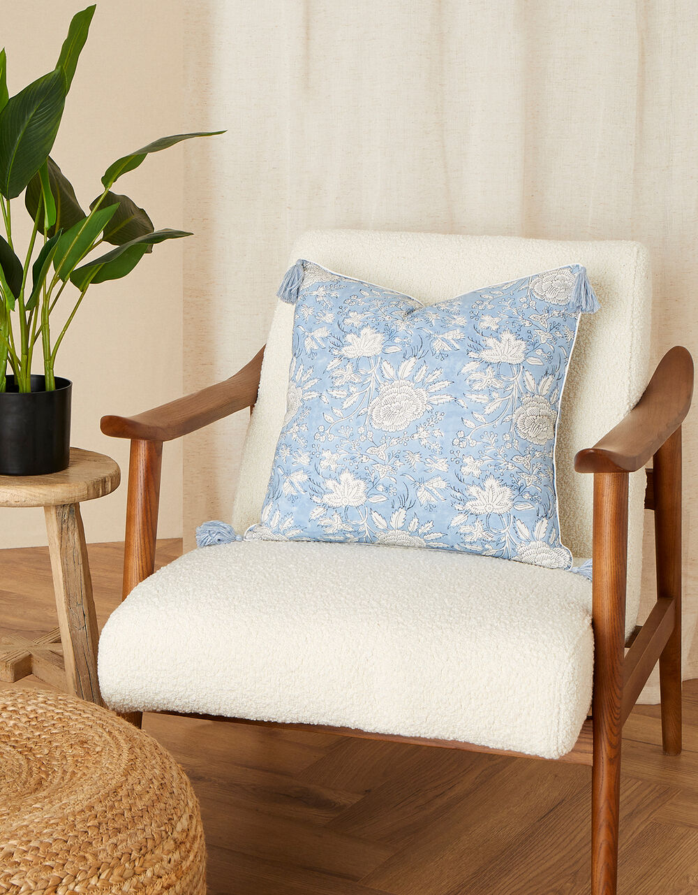 Women Home & Gifting | Woodblock Artisan Floral Cushion - JW16279