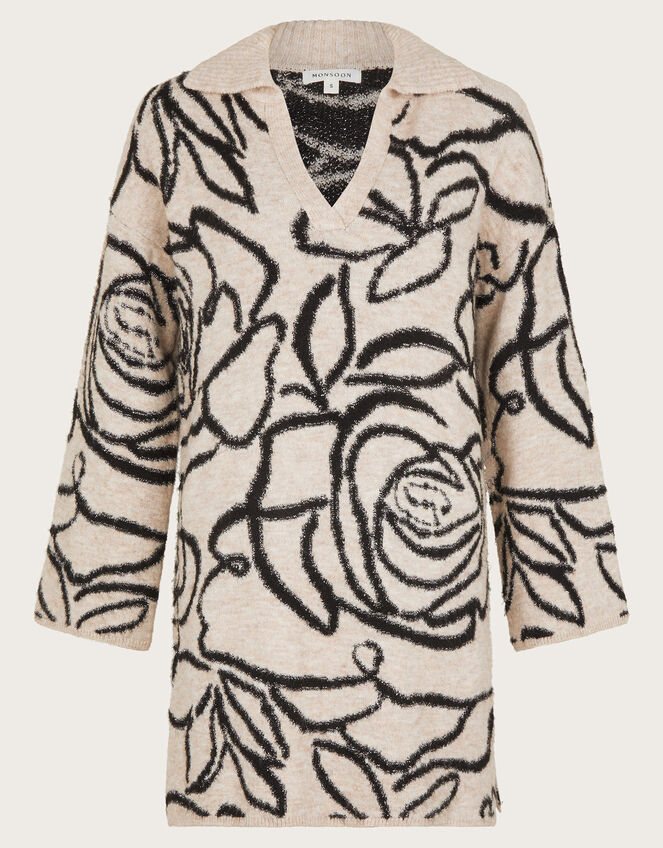 Ria Rose Knit Jumper Dress, Ivory (IVORY), large