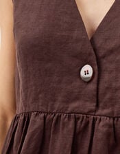 Posey Sleeveless Linen Top, DARK BROWN, large