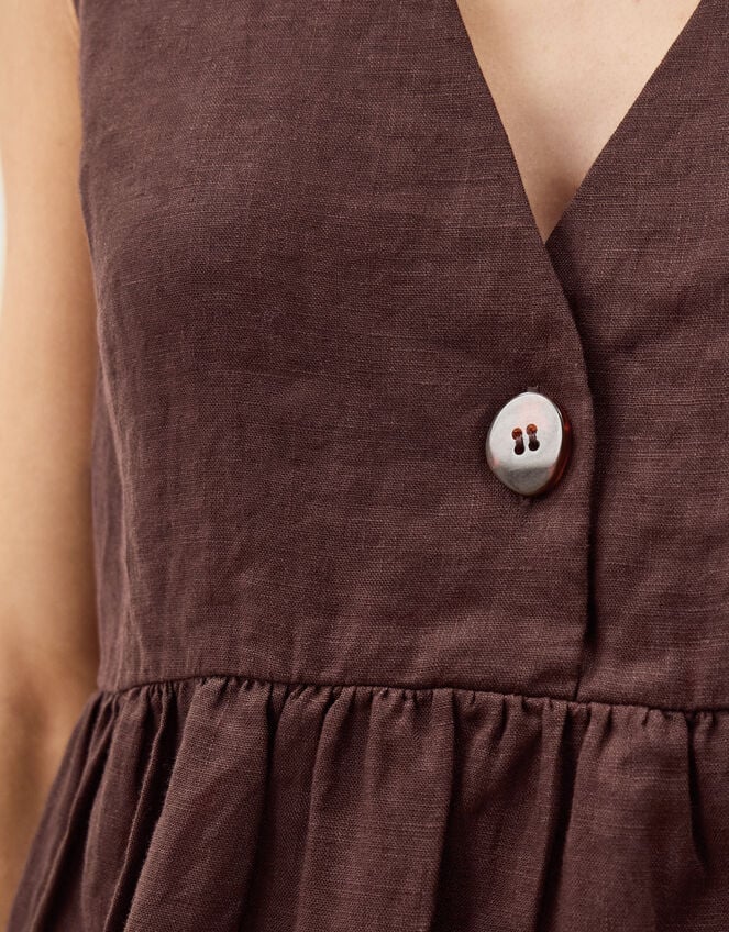 Posey Sleeveless Linen Top, DARK BROWN, large