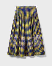 East Dilly Gingham Cotton Skirt, Multi (MULTI), large