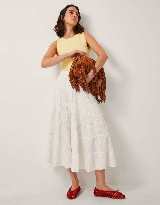 Ginny Tiered Maxi Skirt, Ivory (IVORY), large