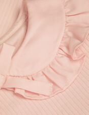 Satin Collar Long Sleeve Rib Top, Pink (PINK), large