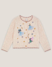 Fairy Star Embroidered Cardigan, Camel (OATMEAL), large