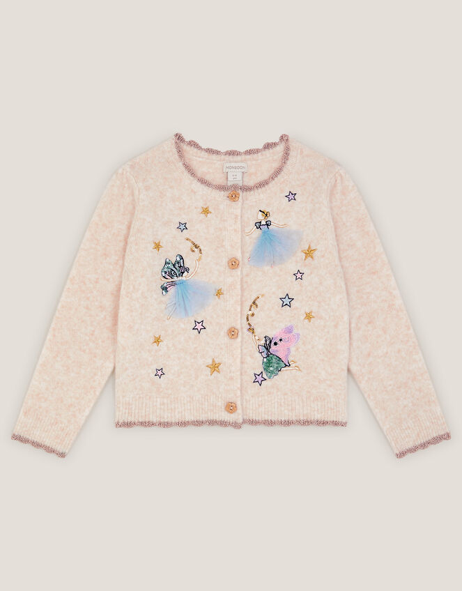 Fairy Star Embroidered Cardigan, Camel (OATMEAL), large