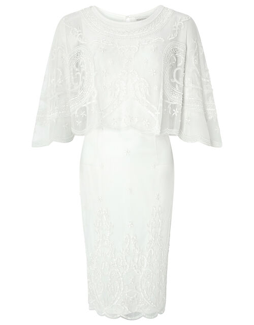 Monsoon – Dora Removable Cape Midi Bridal Dress Ivory Mariage Civil MONSOON