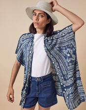 Deena Printed Cover-Up in Linen Blend, Blue (BLUE), large