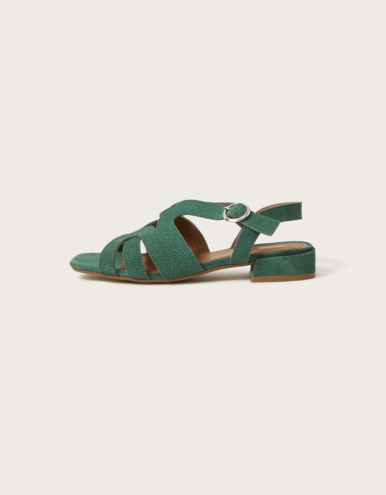 Suede Crossover Flat Sandals Green