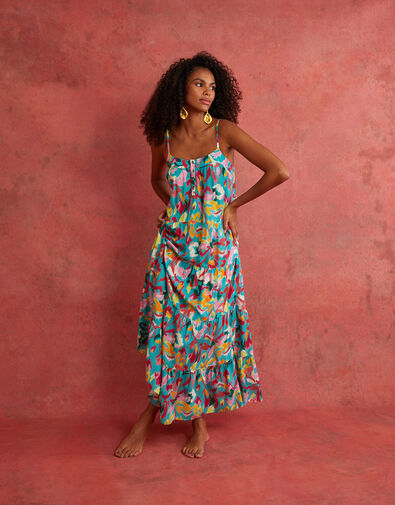 Printed Maxi Dress in LENZING™ ECOVERO™  Pink, Pink (PINK), large