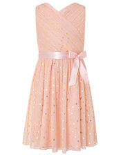 Mabel Gold Spot Wrap Dress, Pink (PINK), large