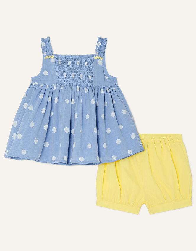 Baby Pineapple Spot Chambray Top and Shorts Set, Blue (BLUE), large