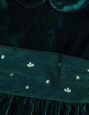 Baby Misty Embellished Velvet Party Dress, Green (GREEN), large