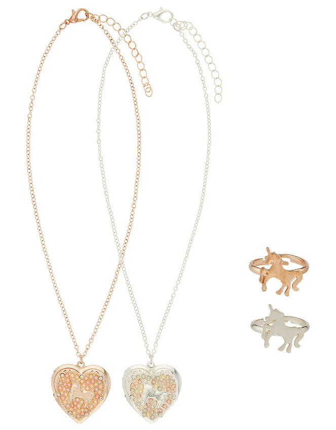 Unicorn Tear-and-Share Locket and Ring Set, , large