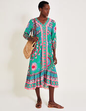 Saskia Floral Dress, Blue (TURQUOISE), large