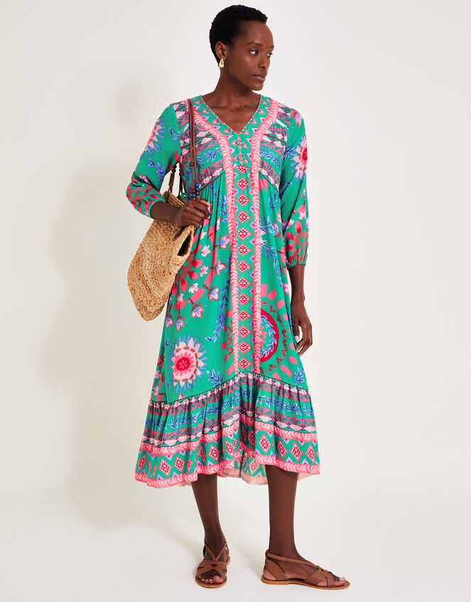 Saskia Floral Dress, Blue (TURQUOISE), large