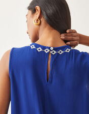 Saffron Embroidered Tank Top, Blue (BLUE), large