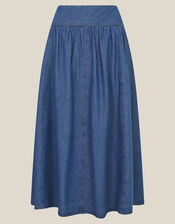 Paloma Denim Midi Skirt, Blue (MID AUTHENTIC BLUE), large
