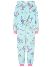 Unicorn Sleepsuit with Recycled Fabric, Blue (AQUA), large