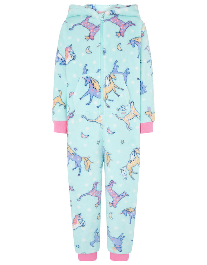 Unicorn Sleepsuit with Recycled Fabric, Blue (AQUA), large