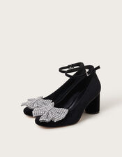Diane Diamante Bow Velvet Heels, Black (BLACK), large