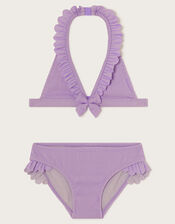 Sparkle Rib Halter Bikini Set, Purple (LILAC), large