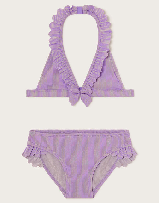 Sparkle Rib Halter Bikini Set, Purple (LILAC), large