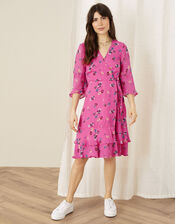 Helen Dealtry Nicamille Floral Wrap Dress, Pink (PINK), large