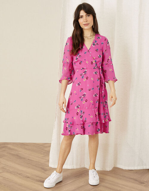 Helen Dealtry Nicamille Floral Wrap Dress, Pink (PINK), large