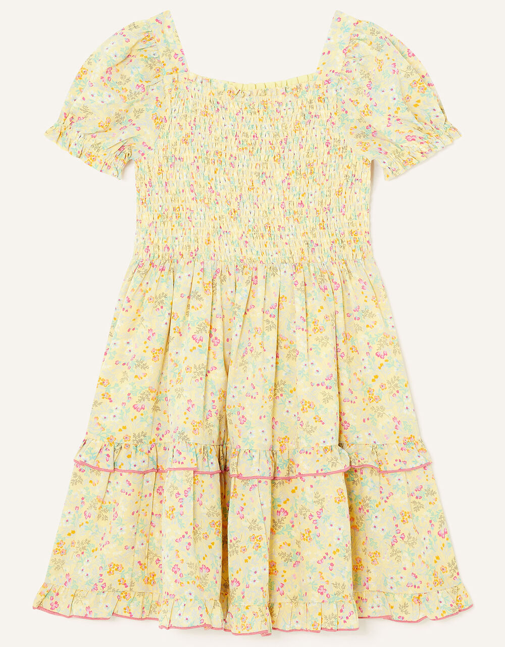 Children Girls 3-12yrs | Ditsy Print Shirred Dress Yellow - VA88461