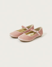 Diamante Velvet Ballerina Flats, Pink (PINK), large