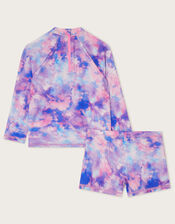 Tie Dye UPF 50+ Rash Vest and Shorts, Purple (LILAC), large