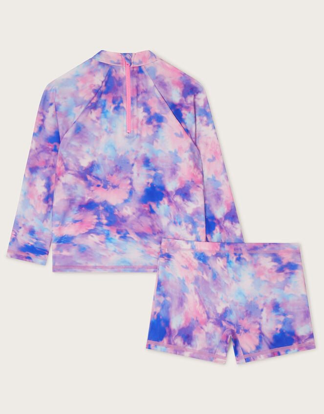 Tie Dye UPF 50+ Rash Vest and Shorts, Purple (LILAC), large