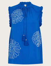 Meena Embroidered Top, Blue (COBALT), large