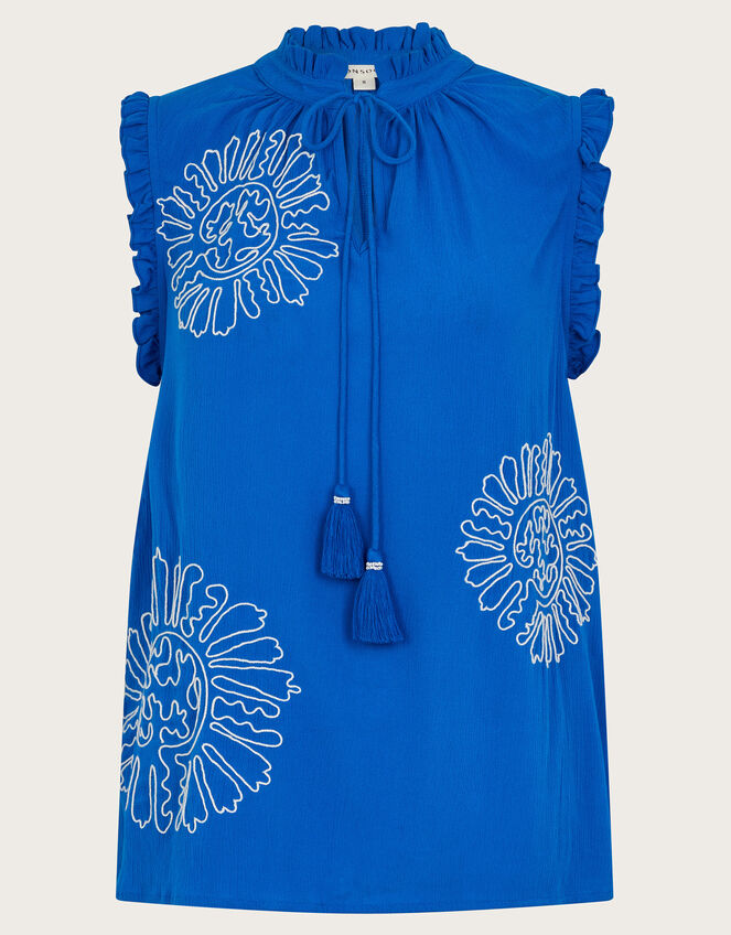 Meena Embroidered Top, Blue (COBALT), large