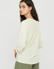 Tie Sleeve Knit Jumper in Linen Blend, Yellow (YELLOW), large