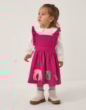 Baby Top & Corduroy Pinafore Dress Set, Red (BURGUNDY), large