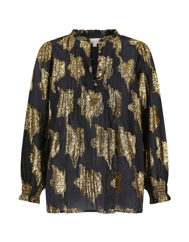 East Jacquard Blouse, Black (BLACK), large