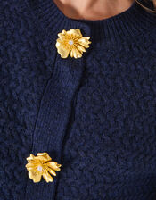 Brianne Floral Button Cardigan, Blue (NAVY), large