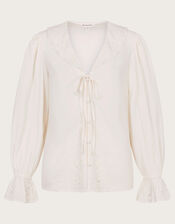 Clare Cutwork Blouse, Ivory (IVORY), large