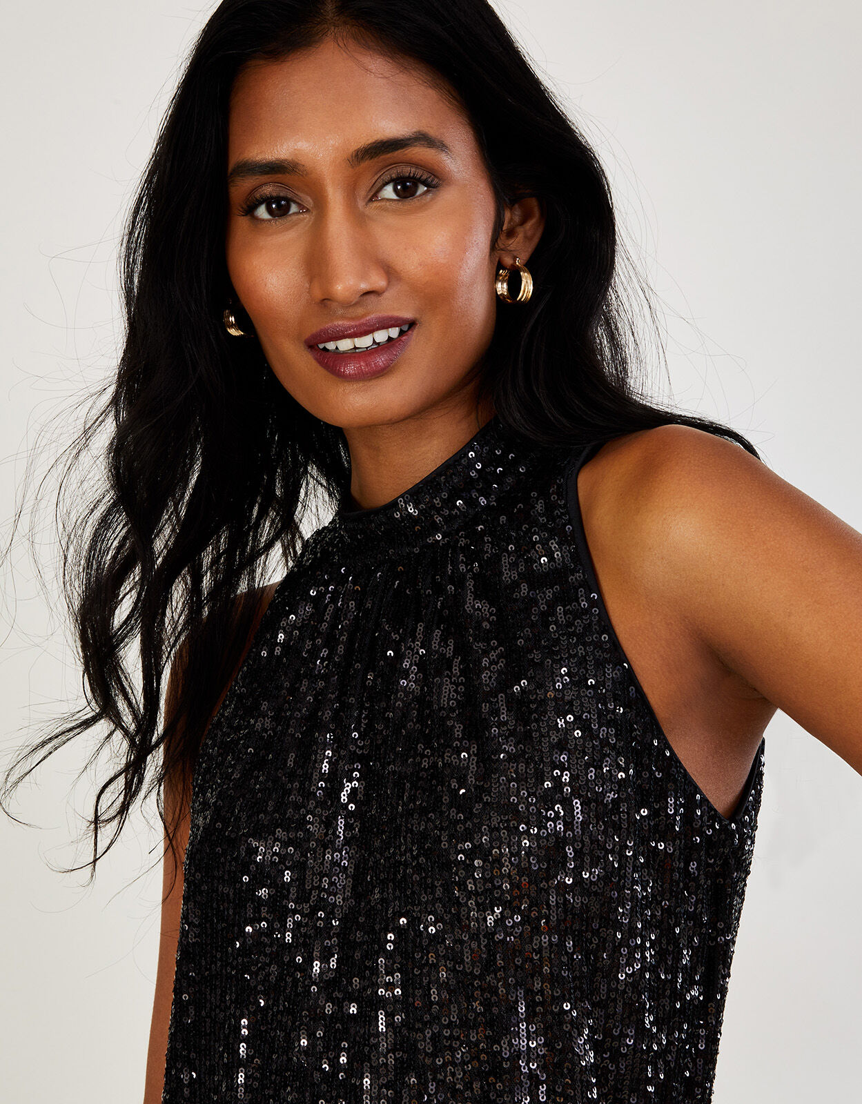 Black sparkle halter deals dress