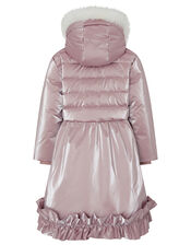 Metallic Frill Hem Padded Coat, Pink (PINK), large